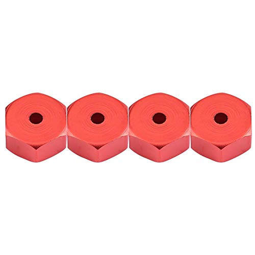 RC Hex Hub Adapter, 4 Pcs Aluminum Alloy 6mm to 12mm Wheel Adapter for RC Trucks Buggies Crawlers Off-Road Racing and Hobbyist Projects (Red)