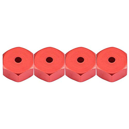 RC Hex Hub Adapter, 4 Pcs Aluminum Alloy 6mm to 12mm Wheel Adapter for RC Trucks Buggies Crawlers Off-Road Racing and Hobbyist Projects (Red)