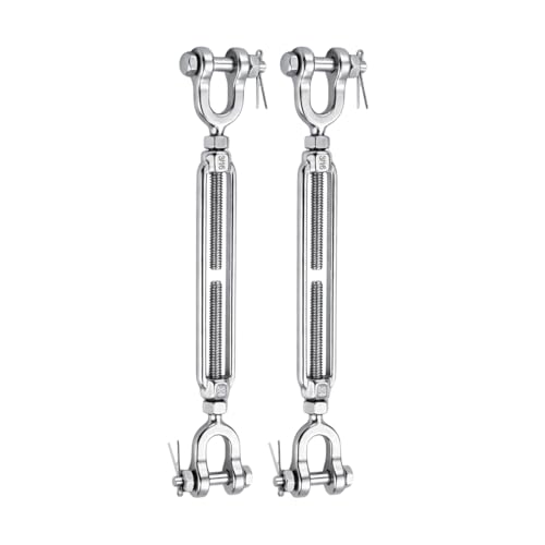 3/16 Turnbuckle Heavy Duty 304 Stainless Steel Turnbuckle Tensioner, 660 lbs Working Load Limit, Jaw and Jaw Turnbuckles for Cables Wire Shade Sail Deck Tractor Ground Anchor (2PCS) - size: 3/16"(M5)-2PCS