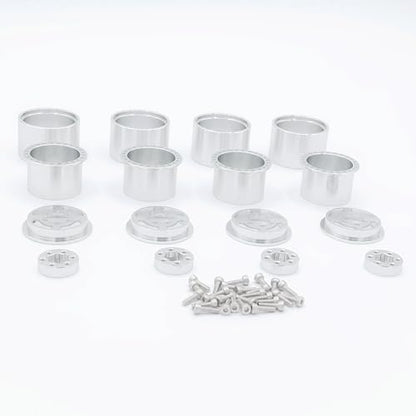 1UP Wheels 1.0" Island Ultra Wide Premium Wheels | Polished Silver | for Axial SCX24, AX24, Traxxas TRX4-M, Redcat Ascent-18, FMS FCX18, 7mm Hex Vehicles - Aluminum Beadlock Wheels - color: Polished Silver
