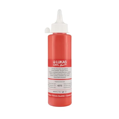 Lukas Cryl Liquid Soft Body Acrylic Paints for Painting - Professional Low Viscosity - 250 ml Bottle Cadmium Red Light - color: Cadmium Red Light