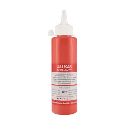 Lukas Cryl Liquid Soft Body Acrylic Paints for Painting - Professional Low Viscosity - 250 ml Bottle Cadmium Red Light - color: Cadmium Red Light