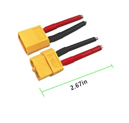 3 Pairs XT60 Plug Female and Male Connector,XT60 Connector Adapter | with 5cm 12AWG Silicone Wire for RC Lipo Battery Cable Drone - size: 12AWG XT60