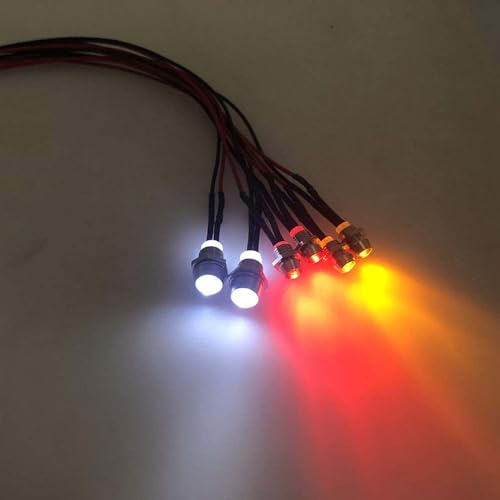 2 Pack RC Car 6 LED Light Kit, White Headlight Red Taillight Yellow Turn Signal Light for 1/10 1/8 RC Models TRX4 D90 SCX10 RC Car Truck Lighting (Red, White & Yellow) - color: 6 LED Red White Yellow