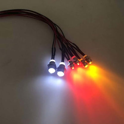 2 Pack RC Car 6 LED Light Kit, White Headlight Red Taillight Yellow Turn Signal Light for 1/10 1/8 RC Models TRX4 D90 SCX10 RC Car Truck Lighting (Red, White & Yellow) - color: 6 LED Red White Yellow
