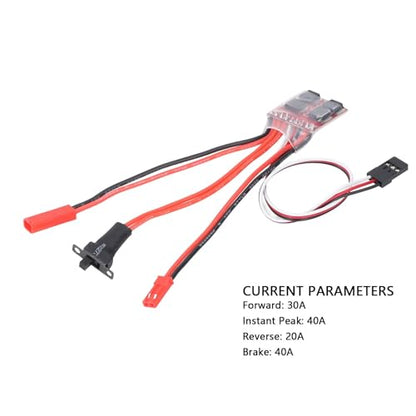 5Pcs 30A Brushed ESC with Brake, Dual Way Micro Speed Controller UBEC 5.7V 1A Forward Reverse 40A Peak ESC for 1/16 1/18 1/24 RC Car Boat Tank