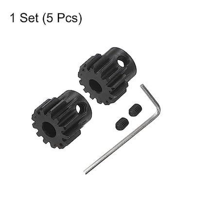 HARFINGTON Mod 1 M1 Pinion Motor Gear Set 2pcs 13T 14T Fit 5mm RC Motor Shaft M1 Pitch Gears for RC Car, with Hex Key - style: 13T 14T