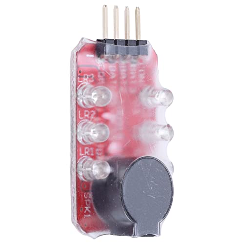Garosa Lithium Battery Alarm, Compact Real Time Voltage Detection Buzzer Light Alert for Drones RC Vehicles PCB 2S 3S Packs 5 Pieces