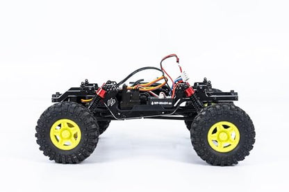 HOBBYPLUS Helidirect 1/18 RC Crawler - CR18P PRO Brushless Juice Up 4x4 RTR w HBW Electronics 2.4GHz 4CH TX 3S Lipo Battery - Remote Control Car 1/18 RC Rock Crawler 4WD Off-Road for Adults - Yellow