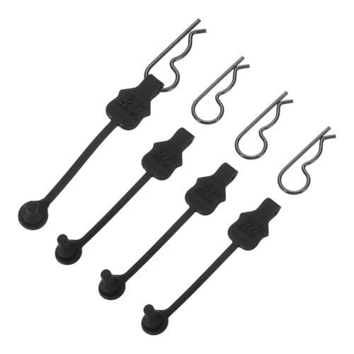 MECCANIXITY 4 Pcs RC Body Clip Retainers, 1.2mm Rod RC Clips Shell Fixed Buckle Lock Springy R Pins Shell Replacement Parts for All 1/8 1/10 Scale Model Car Crawler Truck(Black) - color: Black Tab Black Clip