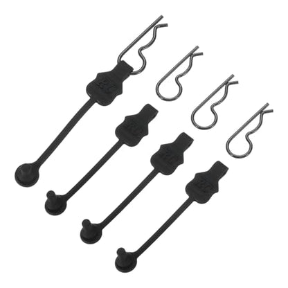 MECCANIXITY 4 Pcs RC Body Clip Retainers, 1.2mm Rod RC Clips Shell Fixed Buckle Lock Springy R Pins Shell Replacement Parts for All 1/8 1/10 Scale Model Car Crawler Truck(Black) - color: Black Tab Black Clip