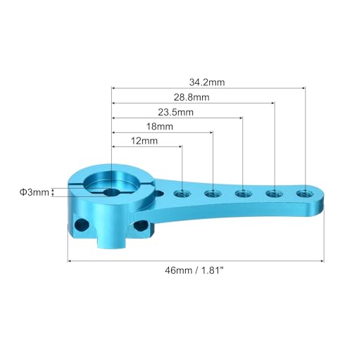 MECCANIXITY 3 Pcs Aluminum Servo Horn Long 25T Steering Arm 46mm Length Sky Blue Suitable for DIY RC Car/Boat/AirplanesBoat Model Accessories with M2.5 Screws - color: Sky Blue