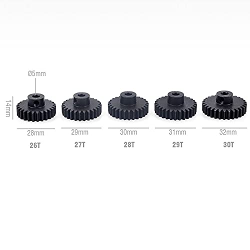 Metal Steel M1 Pinion Gear Sets 26T 27T 28T 29T 30T 5mm Shaft Motor Gears with Hex Key for 1/10 RC Brushless Brush Motor | Metal Steel,With Hex Key for Arrma HSP HPI AXIAL Tamiya Losi 1/10 RC Brushless Brush Motor - style: 26T 27T 28T 29T 30T