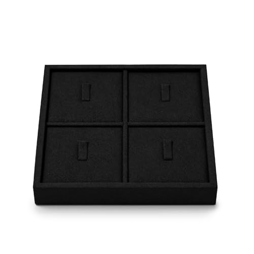 Oirlv Microfiber Jewelry Ring Display Tray Black | Black Microfiber Tray, 5.51"X5.51"X0.79", Elegant Black Makes Jewelry Pop, Perfect for Display - style: P13701