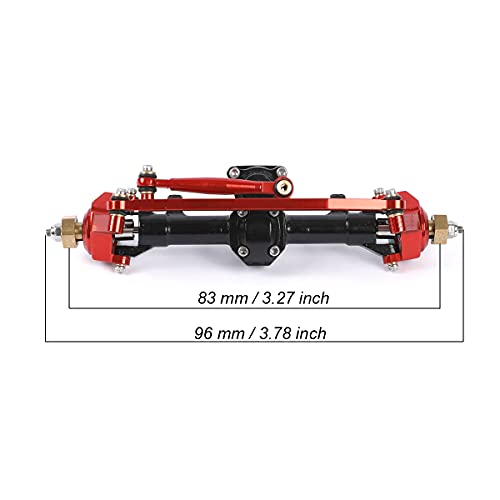 1/24 RC Aluminum Complete Front Axle for Axial SCX24 RC Crawler Upgrades (Black & Red) - color: Black & Red