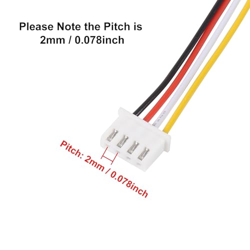 Alinan 20pcs JST-XH2.54mm 4 Pin Connector Kit, Included 10pcs Mini 4 Pin 26AWG Female Connector Plug with 200mm Cable Wire and 10pcs Micro 4Pin Male Connector Plug - color: 4Pin 26AWG 200mm Cable