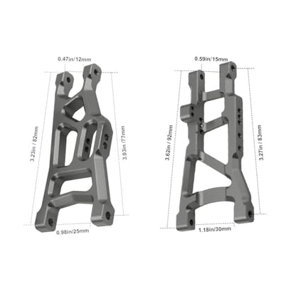 Hobbypark 4PCS Aluminum Front and Rear Suspension A-Arms & Tie Bar for 1/10 Traxxas Slash 2WD Upgrade Parts Hop Ups Replace 2555 3631 Anodized - color: Gray