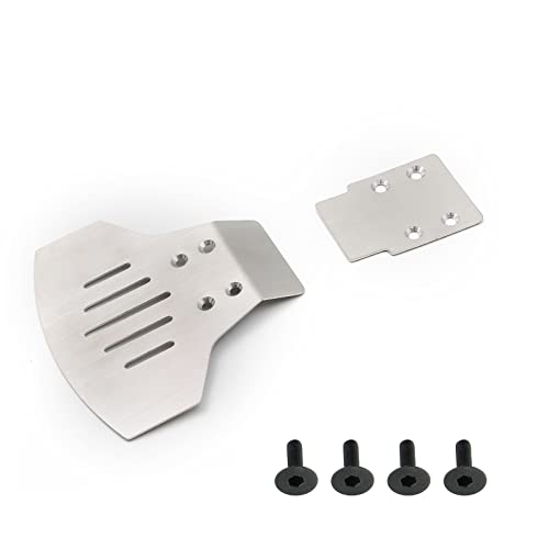Palumma RC Chassis Armors Set, Stainless Steel Chassis Armors Protection Skid Plate for 1/10 TRAXXAS Slash 2WD RC Car Upgrade Part(Silver)