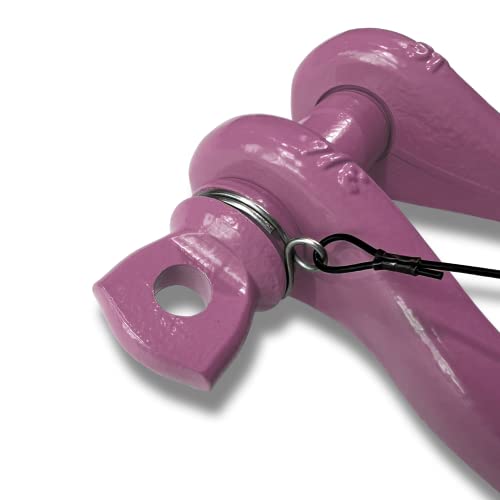 B'oh Spin Pin 3/4” Recovery Shackle | 10,000 lbs Capacity - High-Strength Carbon Steel with 7/8" Pin Recovery Gear Towing Accessories - Pin Style : Screw, Pretty Pink - color: Pretty Pink