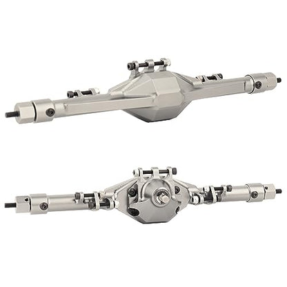 CNC Metal Front and Rear Straight Complete Axle for 1/10 Axial SCX10 II 90046 90047 RC Crawler Car New Upgrade Parts (Silver) - color: Silver