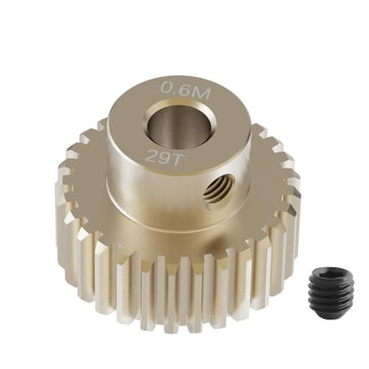 Pinion Motor Gear, M0.6 29T, 1/8 in (3.175mm) Shaft Hole | M0.6 Pitch 29 Teeth, 7075 Aluminum Alloy, 1/8 Inch Shaft Hole, RC Motor Pinion Upgrade, for 1/10 RC Brushless Crawler - size: M0.6 29T