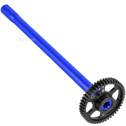 Steel 47T 0.8Mod Main Gear & Center Drive Shaft Axles Upgrades Part for 1/16 Mini Maxx 4WD RTR Brushless Monster Truck (107154-1),RC Spur Gear 47 Tooth and Center DriveShaft CVD,Navy Blue - color: Navy Blue - (47t Gear & Center Drive Shaft)