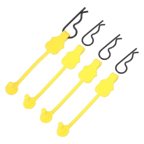 MECCANIXITY 4 Pcs RC Body Clip Retainers, 1.2mm Rod RC Clips Shell Fixed Buckle Lock Springy R Pins Shell Replacement Parts for All 1/8 1/10 Scale Model Car Crawler Truck(Yellow/Black) - color: Yellow Tab Black Clip