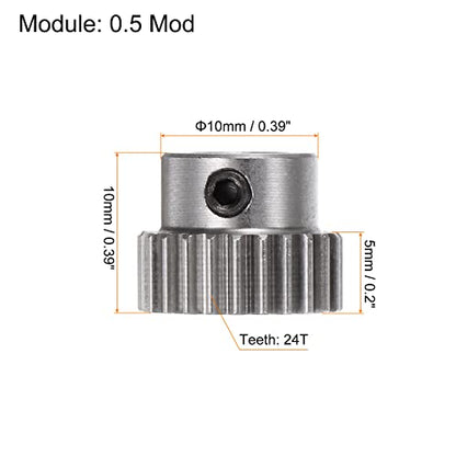 HARFINGTON Pinion Gear 3mm Bore 24T Mod 0.5 Stainless Steel Spur Diff Differential Motor Gear RC Car Replacement Parts - style: 24T