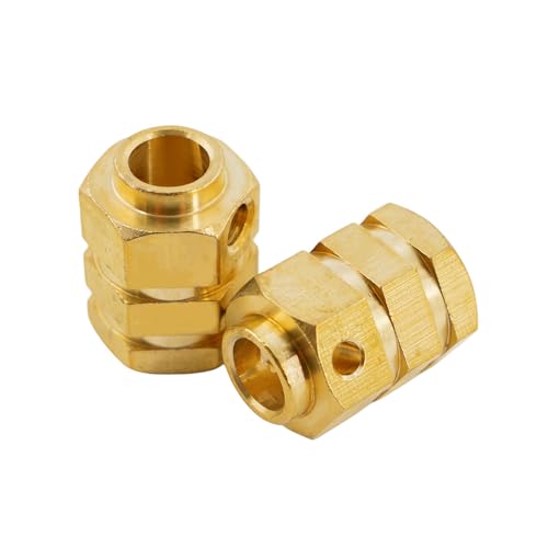 12mm Brass Wheel Hex Extension Adapters Compatible with TRX4 TRX6 1/10 RC Crawlers, Heavy Brass Wheel Spacers with Lock Nuts, 4PCS (15mm)