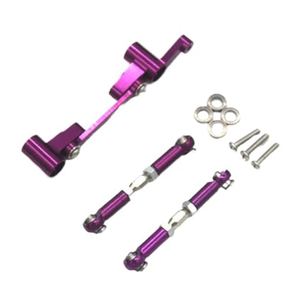 for Mjx for 14210 14209 1/14 RC 4WD Remote Control Car Remote Control Metal Upgrade Parts Steering Assembly Steering Rod Control Accessories RC Car Repair Kit(Purple) - color: Purple