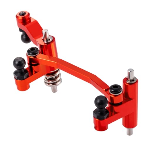 Aluminum Alloy Steering Assembly Set Servo Saver Steering Bellcranks & Drag Link Spring Retainer Parts Compatible with Traxxas 1/18 LaTrax Teton RC Car Upgrades (Red) - color: Red