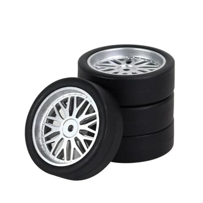 Rc Upgrade Components for LDRC AE86 A86 LD1801 LD1802 LD1803 LD1804 A01 A02 1/18 4pcs 33mm RC Hard Drift Tire Wheel Hard Tyre RC Car Upgrade Parts(32mm Silver) - size: 32mm Silver