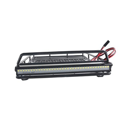 Mobestech Car Roof Luggage Holder Rack Led Light for Crawler Storage Shelf for Outdoor Adventures and Simulation Accessories