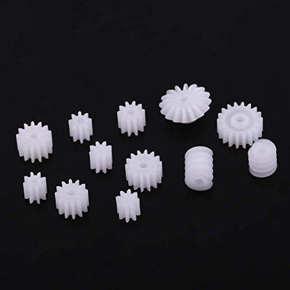 Walfront 26pcs Plastic Spindle Gear Set 2MM/2.3MM/3MM/3.17MM/4MM Motor Gear Assortment Kit for DIY Robot Car Model Hobby Craft Replacement Parts for 130/180/280/370 Motors