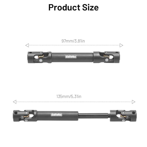 daitoku 2PCS 97-135mm Universal RC Drive Shaft for 1/10 Axial SCX10 SCX10-II Redcat D90 Gen7 /Pro RC4WD GEN8 RC Crawler - size: 97-135mm