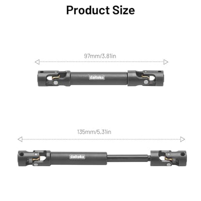 daitoku 2PCS 97-135mm Universal RC Drive Shaft for 1/10 Axial SCX10 SCX10-II Redcat D90 Gen7 /Pro RC4WD GEN8 RC Crawler - size: 97-135mm