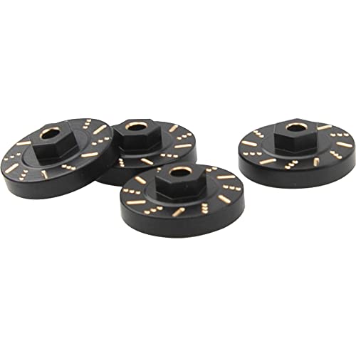 ShareGoo Aluminum Extended 7mm Hex Wheel Hubs & Brass Wheel Hex Adapter Balance Weight Compatible with Axial SCX24 1/24 RC Crawler Car (Black) - color: Black