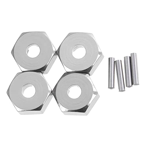 kingsea RC Front & Rear Aluminum Wheel Hubs Hex Driver Adapter 12 mm Upgrade 7154 Compatible with Traxxas 4x4 Slash E-Revo Summit 1/16 Truck Car - color: Silver