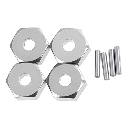 kingsea RC Front & Rear Aluminum Wheel Hubs Hex Driver Adapter 12 mm Upgrade 7154 Compatible with Traxxas 4x4 Slash E-Revo Summit 1/16 Truck Car - color: Silver