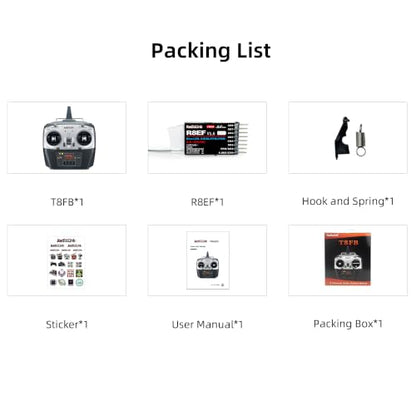 Radiolink T8FB 8 Channels 2.4GHz RC Remote Transmitter and R8EF Receiver | APP Setup 8CH Radio Controller Long Range for RC Airplane Aircraft Boat Car and More(Mode 2)