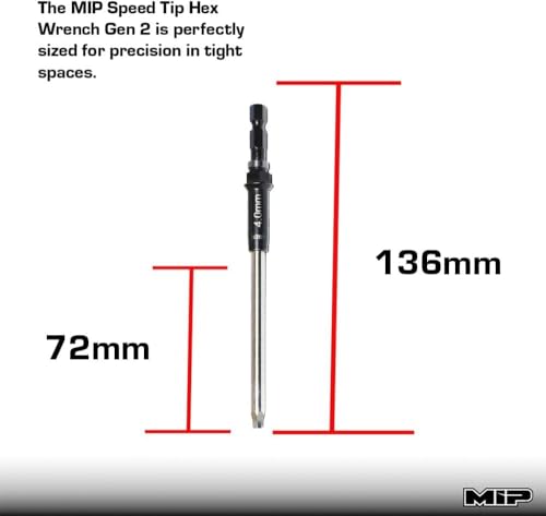 MIP Metric RC 1/4" Hex Bit 9214S 4.0mm – Hex Head Allen Wrench Drill Tools Tool Bits for Screwdrivers, Electric Screwguns, and Power Drills For RC Cars - Made in USA - size: 4.0mm - Hex