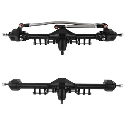 Metal Front and Rear Portal Axle Completes Set with Servo Mount for Axial 1/10 RC Crawler Capra 1.9 UTB AXI03004 AXI03000T1 T2 Buggy F9 Upgrade Parts (Black) - color: Black