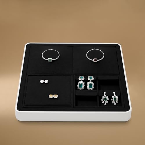 Oirlv Black Microfiber Jewelry Ring Display Stand | Black Microfiber Ring Stand, 5.51"X5.51"X0.79", Grip Rings Tightly, Soft Surface Prevents Scratches, Sturdy Construction - style: P13713