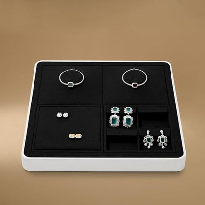 Oirlv Microfiber 4 Slots Jewelry Earring Display Tray Modular Customizable Jewelry Tray - style: P13702