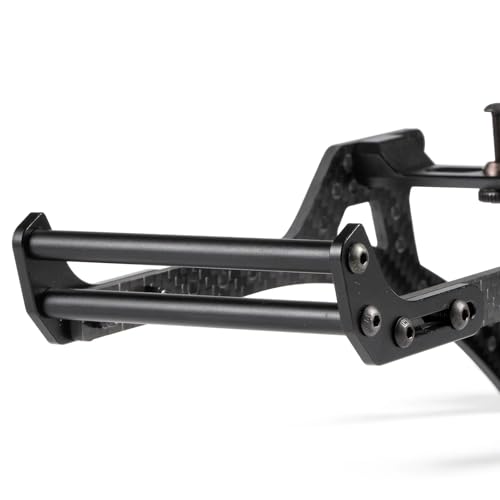 Carbon Fiber 1/10 LCG Chassis Kit with Delrin Skid Front Bumper Body Mount | Low Center of Gravity, 8° Angled Skid, Multiple Holes Shock Towers, Fits Straight Axle and Portal Axle