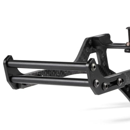 Carbon Fiber 1/10 LCG Chassis Kit with Delrin Skid Front Bumper Body Mount | Low Center of Gravity, 8° Angled Skid, Multiple Holes Shock Towers, Fits Straight Axle and Portal Axle