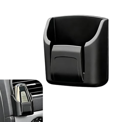 Car Key Fob Holder, Anti-vibration Dashboard Storage Box with Card Slot, Multi-function Organizer for Remote Key Card Small Item, Self-adhesive Accessory for Center Console Door Panel (Black)