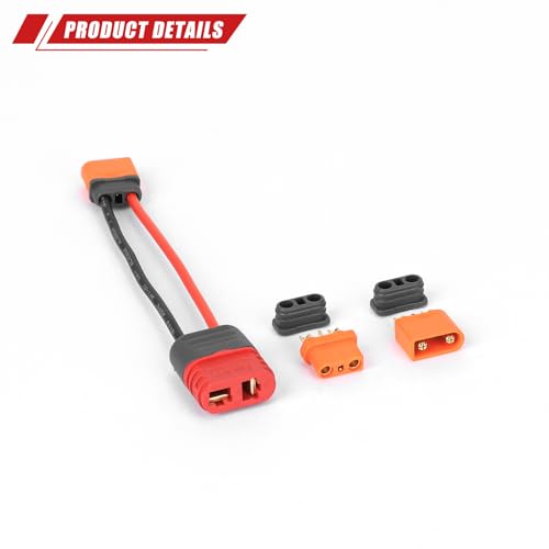 RCAWD IC2 Male to Female T Plug Female Male Female Adapter Connector with IC2 Male and IC2 Female Replacement for RC Car Battery