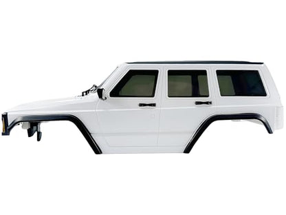6.10in Wheelbase ABS Hardtop Cherokee Body for TRX4M Bronco Defender Chassis, 1/18 RC Crawler Body Shell with Front & Rear Bumpers (White) - color: White