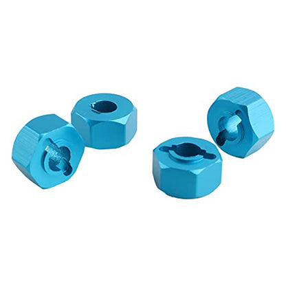 12mm Hex Wheel Hub Mount, Aluminum 7mm Thick with 2x10mm Stub Axle Pins for 1/10 Slash 4x4 & HQ 727 RC Cars Replacement Upgrade Parts (Blue)(Set of 4) - color: Blue